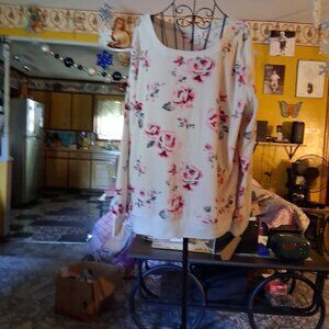 pretty womans sweater  white with pretty classy flowers